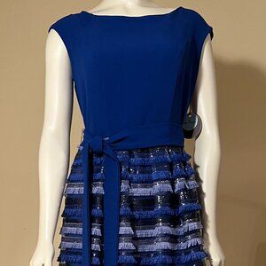 Eva Franco Folly Cocktail Dress with Fringe Skirt Cobalt Blue, Sz 6